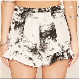 RAGA Black White Tie Dye Ruffle Shorts Size S